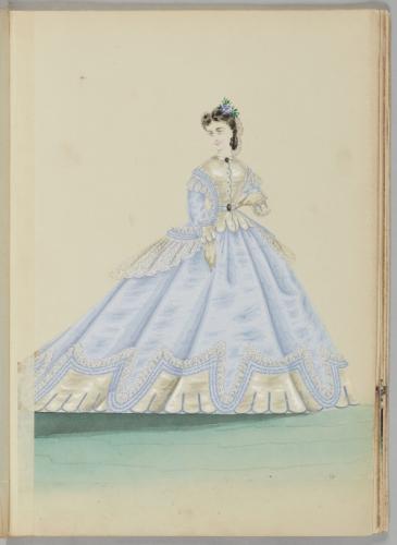 Une jeune femme en robe bleue, 1866 (gouache blanche & blanche sur papier)